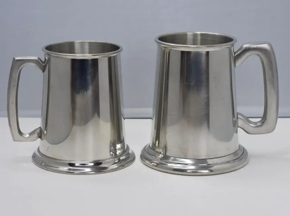 Leonard Eales Sheffield English Pewter Tankard 1779 Made in England - Set of 2